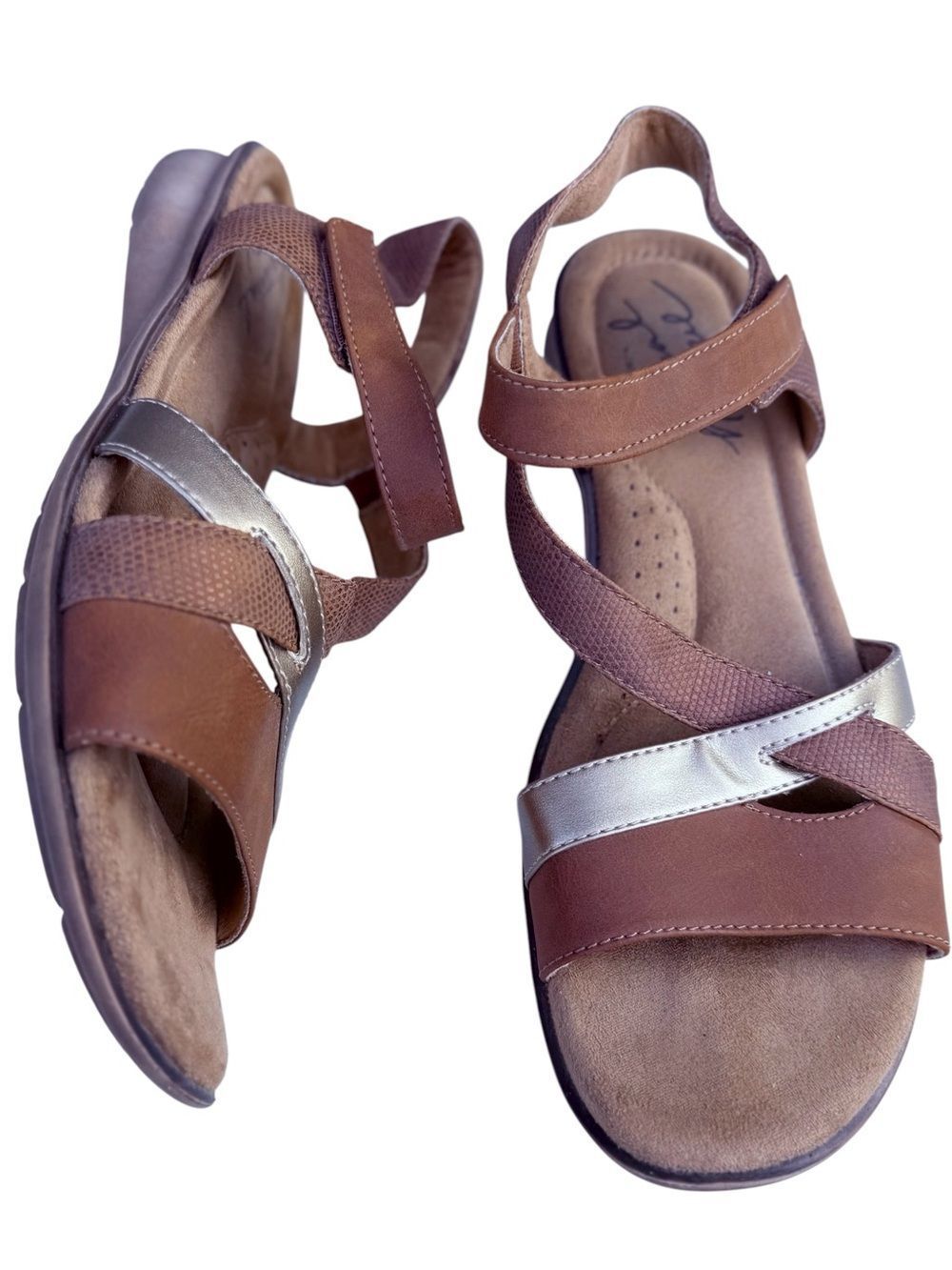 Natural Soul Jordana Flat Sandals Strappy Comfort Sandals Size 10 Wide